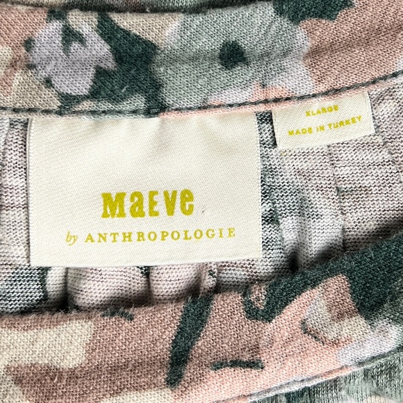 Anthropologie Maeve Linen Puff Sleeved Top in Green Floral - XL - Picture 9 of 11